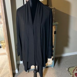 Max Studio Black Open Cardigan Wrap. Ruffled Tiered Cuffs. Size L